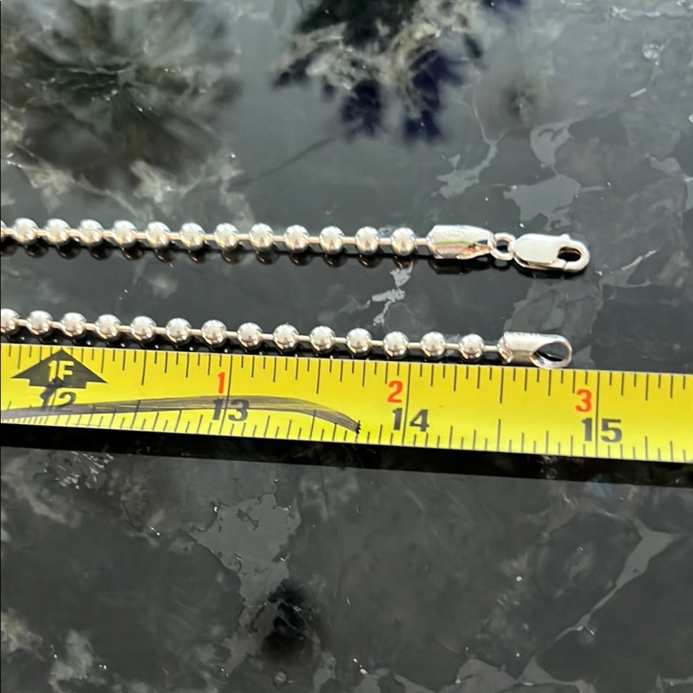 Sterling Silver Beaded Chain Necklace - Silver